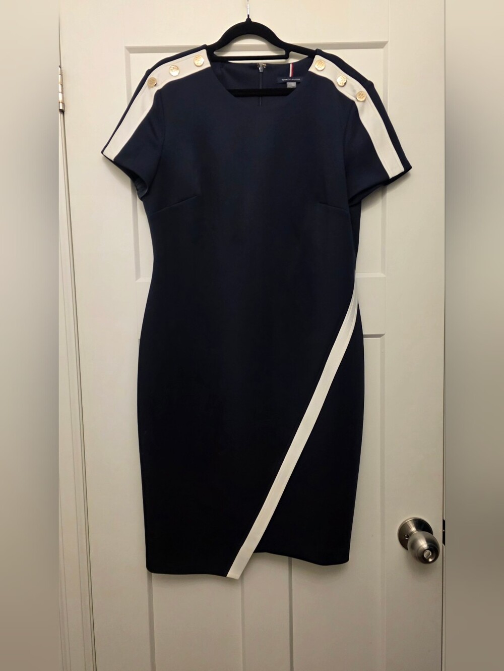 14 Tommy Hilfiger Navy Dress with White Trim and Gold Buttons